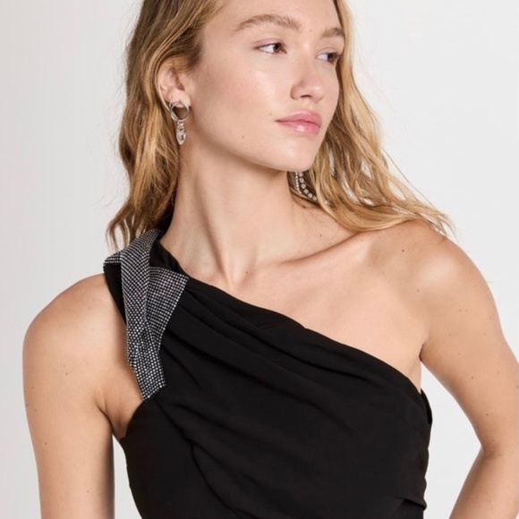 IRO Black Crystal Embellished Tacoma One-Shoulder Top NWT - Picture 1 of 10